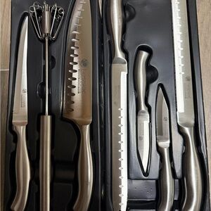 Stainless Steel Knife Set with Steel Handles - Silver